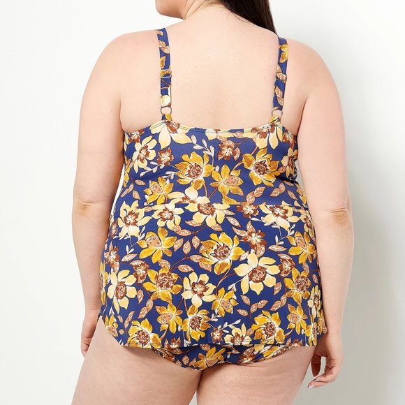 Denim & Co Beach Ruffle Trim V-Neck Swim Dress  6106 - Picture 2 of 3